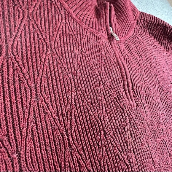 Tommy Bahama Sweater Mens XL Dark Maroon Quarter Zip Long Sleeve - Picture 4 of 9